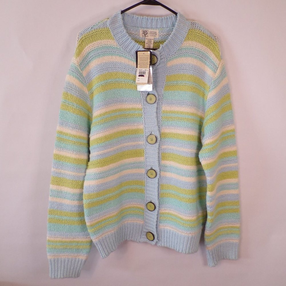 Cotton Country by Parkhurst Soft Knit Button Cardigan Sweater. Made in Cananda.